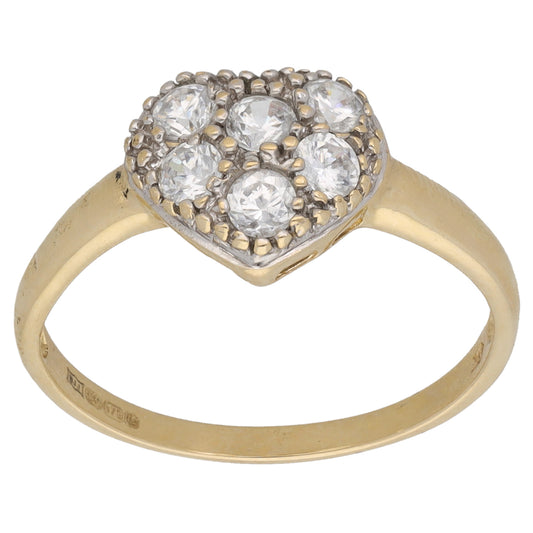 9ct Gold Cubic Zirconia Dress/Cocktail Ring Size O