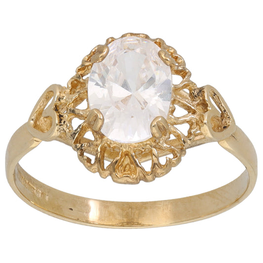 9ct Gold Cubic Zirconia Single Stone Ring Size N