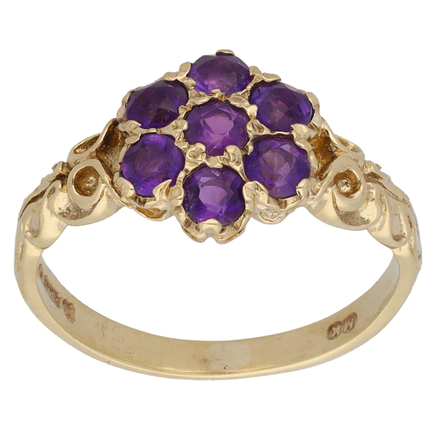 9ct Gold Amethyst Dress/Cocktail Ring Size M