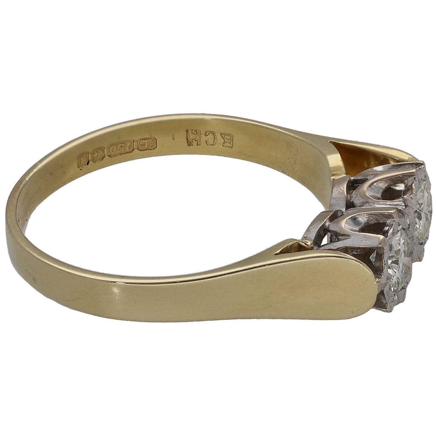 18ct Gold 0.32ct Diamond Two Stone Ring Size L
