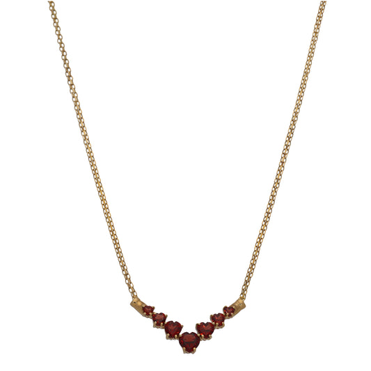 9ct Gold Garnet Fancy Necklace 18"