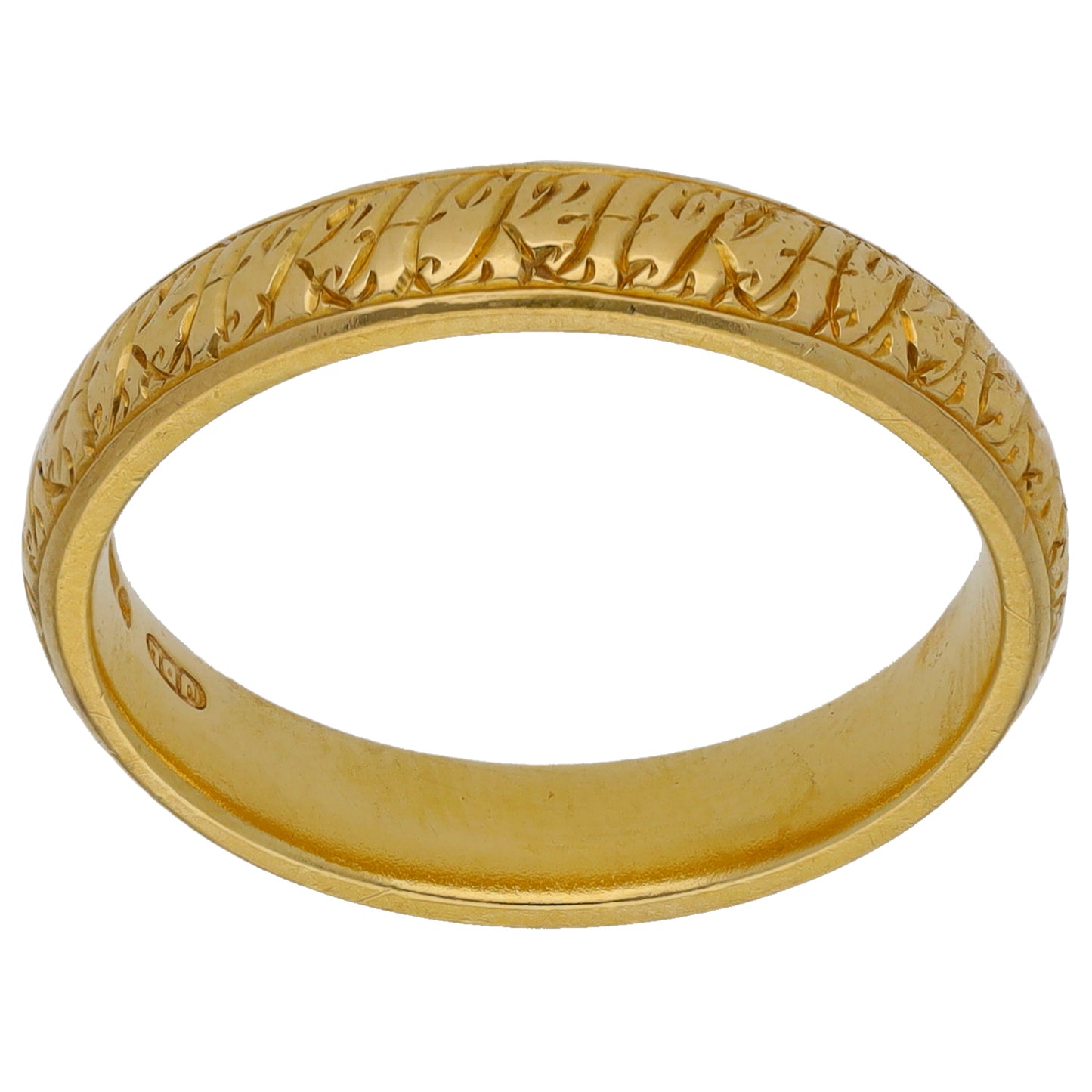18ct Gold Patterned Wedding Ring Size N
