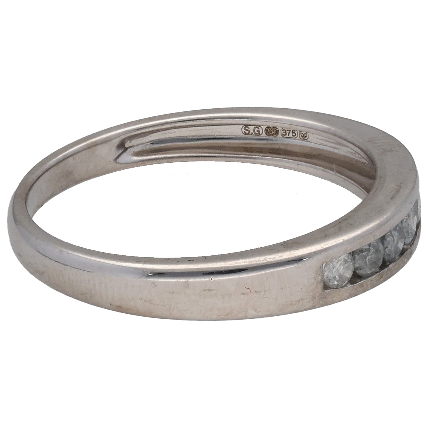9ct White Gold 0.25ct Diamond Half Eternity Ring Size M