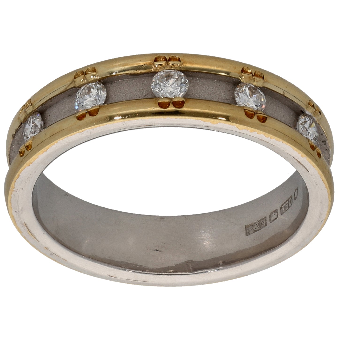 18ct Bicolour Gold 0.20ct Diamond Half Eternity Ring Size O