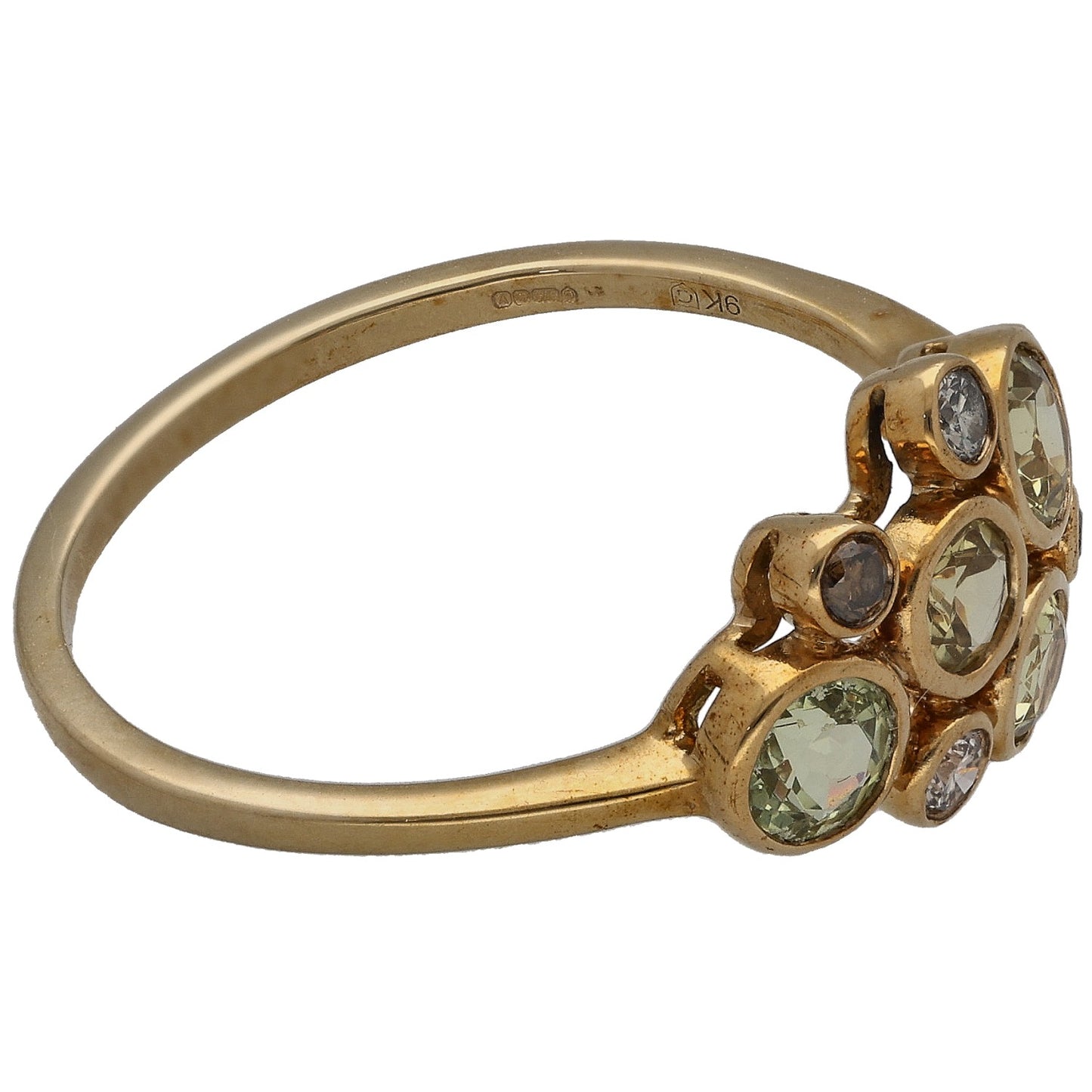 9ct Gold Garnet & 0.06ct Diamond Dress/Cocktail Ring Size S