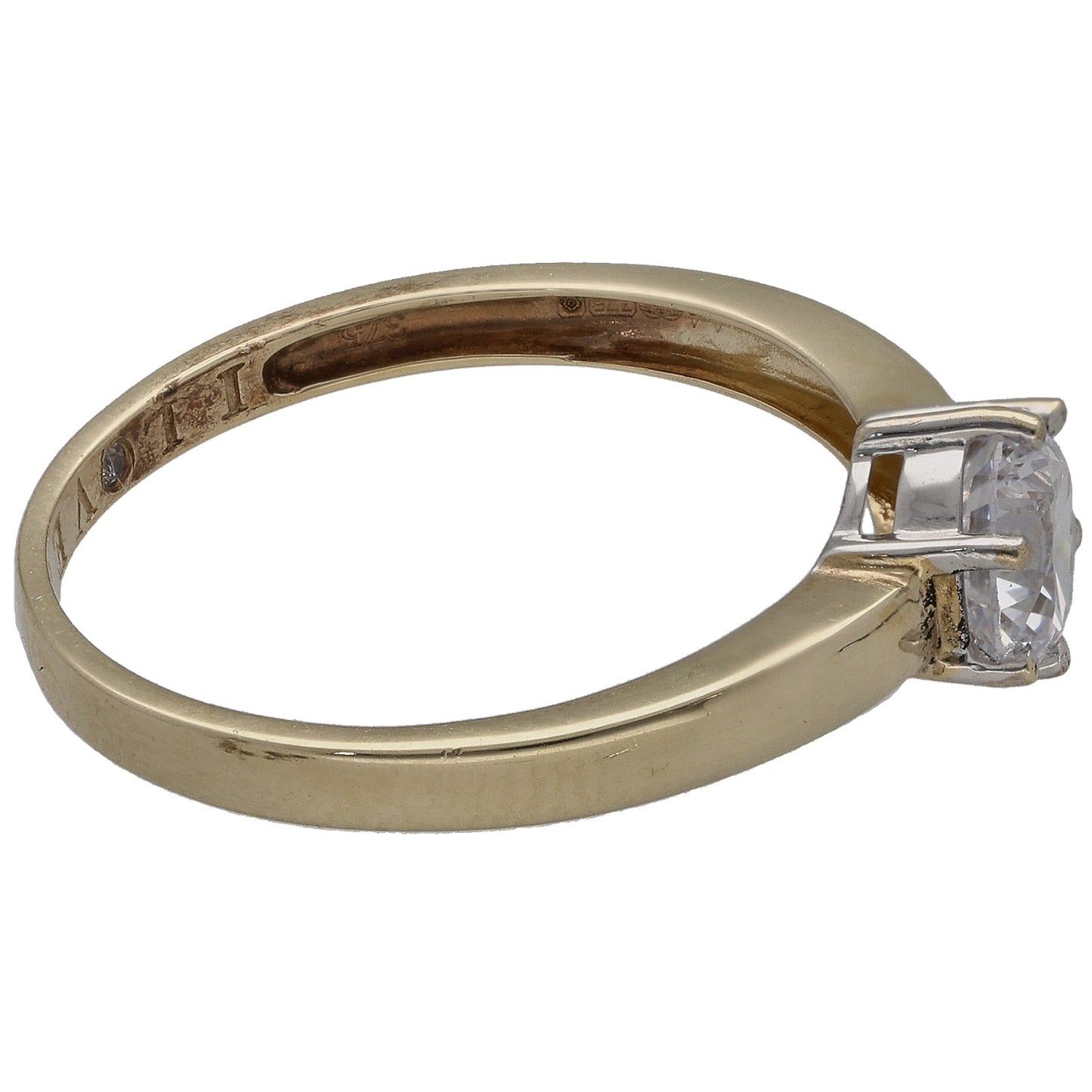9ct Gold Cubic Zirconia Single Stone Ring Size P