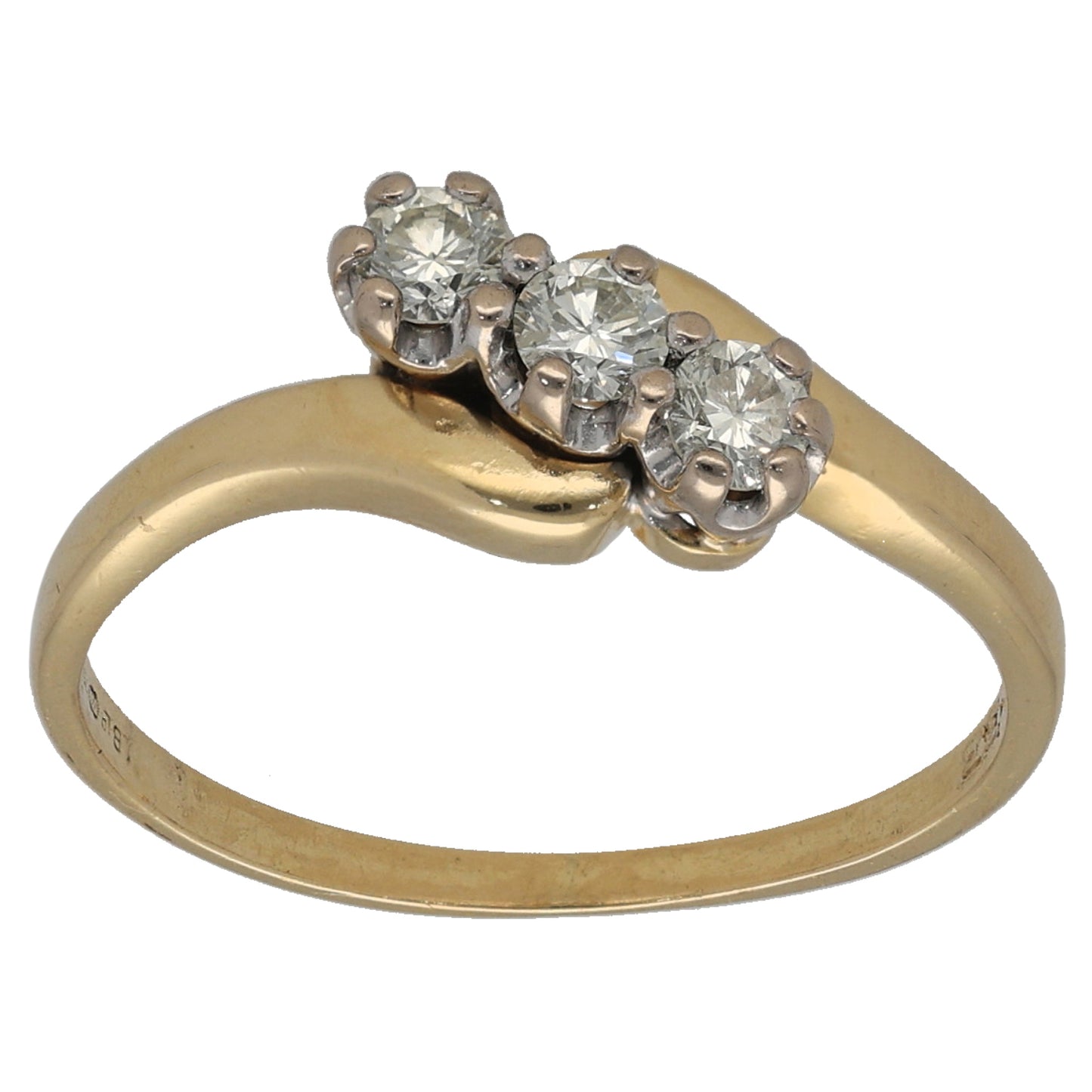 18ct Gold 0.33ct Diamond Trilogy Ring Size P