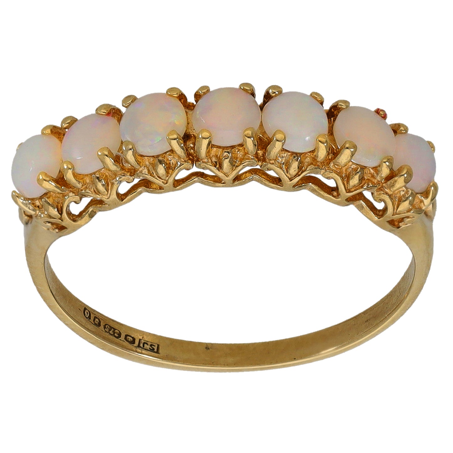 9ct Gold Opal Half Eternity Ring Size N