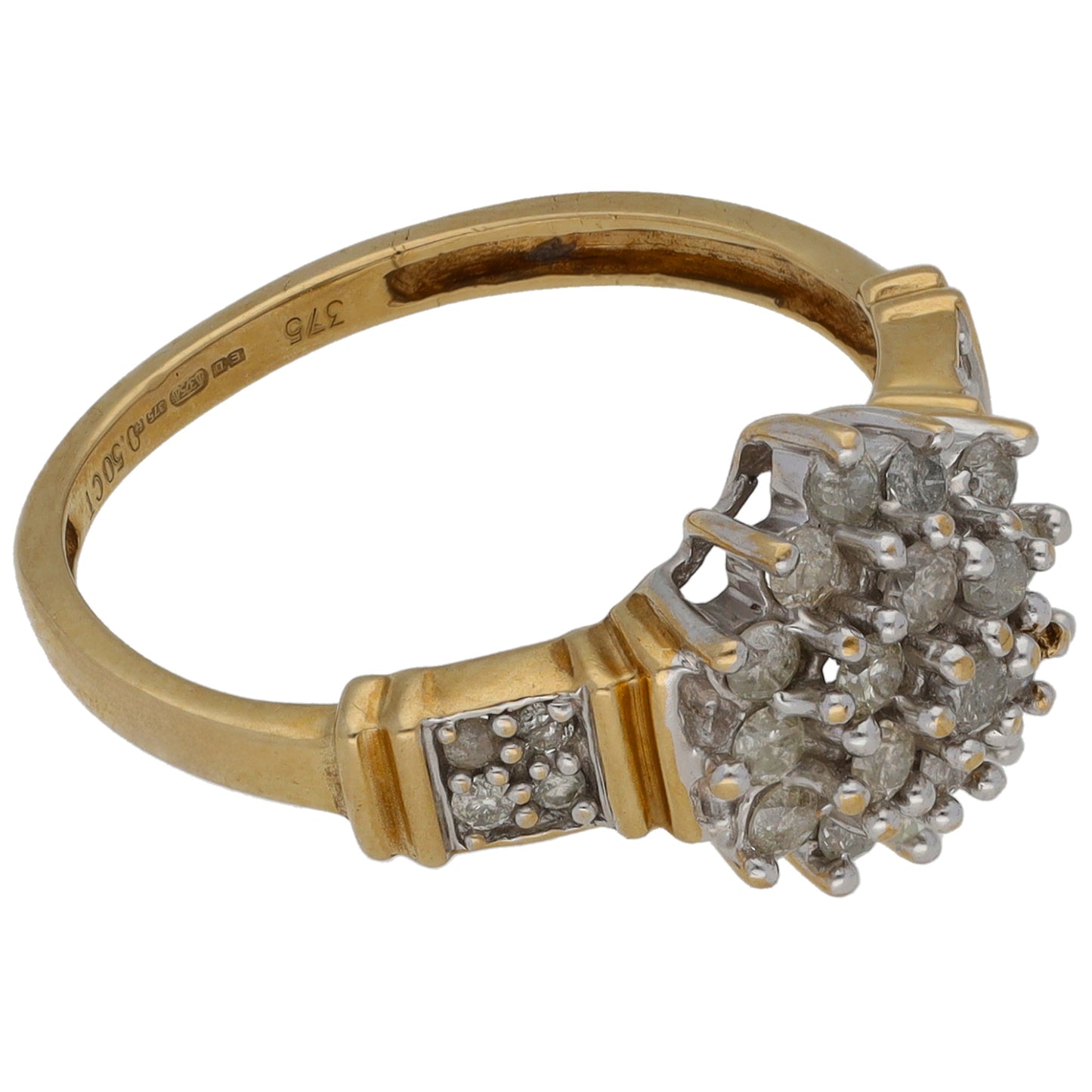 9ct Gold 0.50ct Diamond Cluster Ring Size M