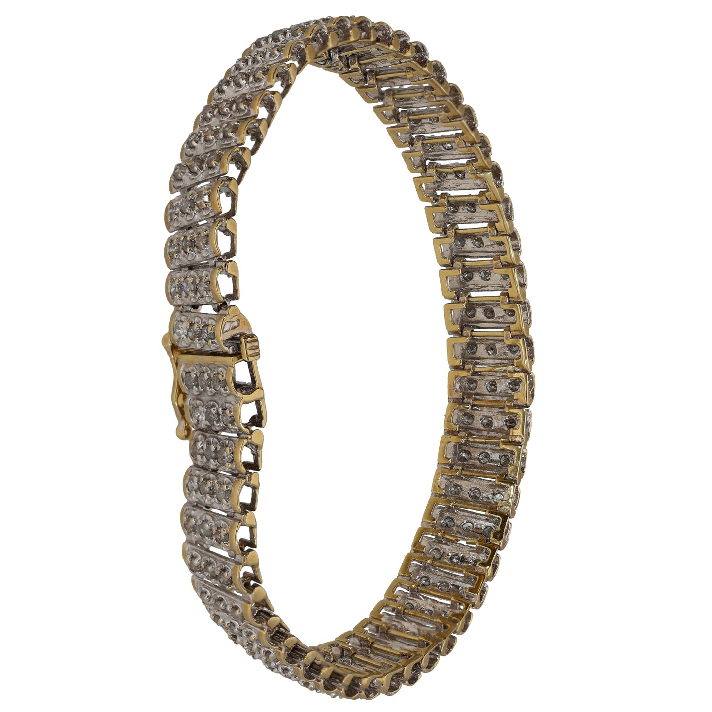 9ct Gold 2.25ct Diamond Fancy Stone Set Bracelet