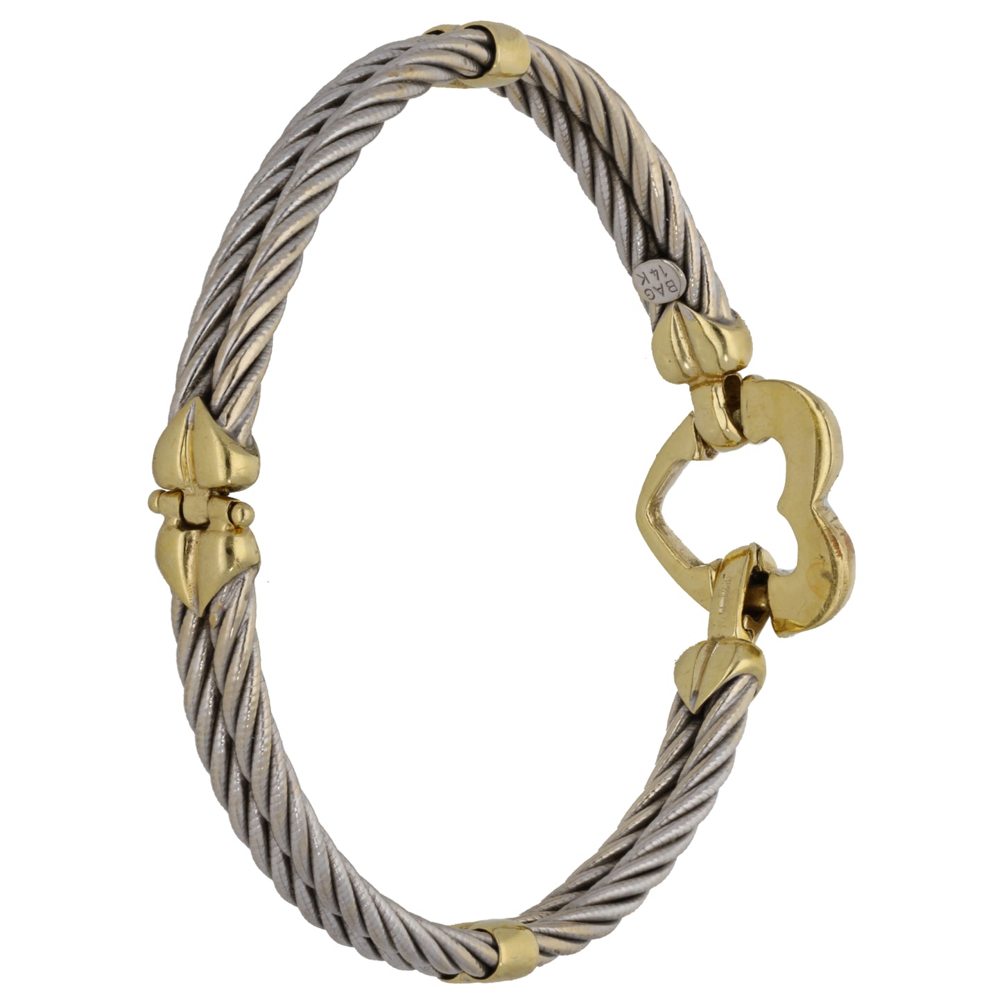 14ct Bi-Colour Gold Hinged/Clasp Bangle