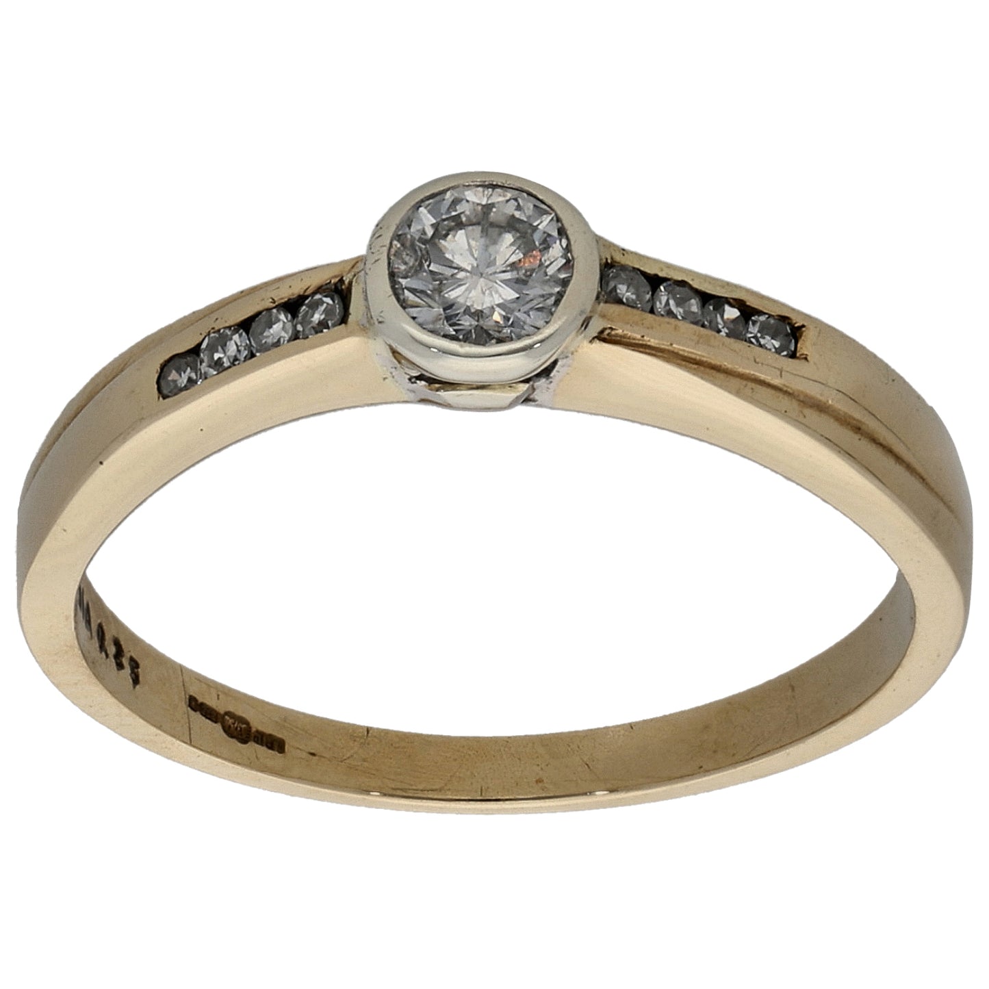 18ct Gold 0.25ct Diamond Solitaire Ring With Accent Stones Size N