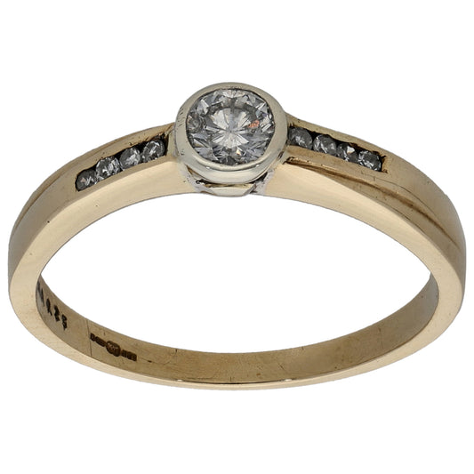18ct Gold 0.25ct Diamond Solitaire Ring With Accent Stones Size N