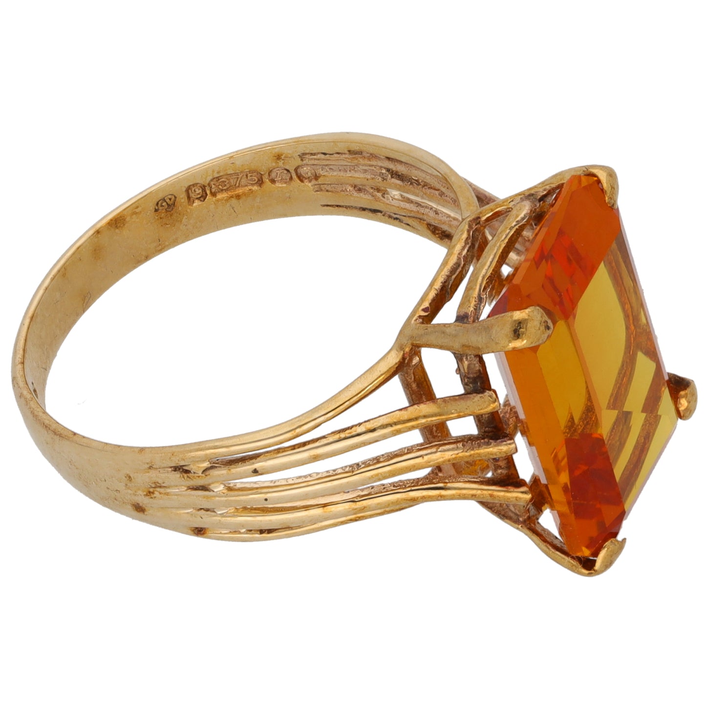 9ct Gold Citrine Single Stone Ring Size O