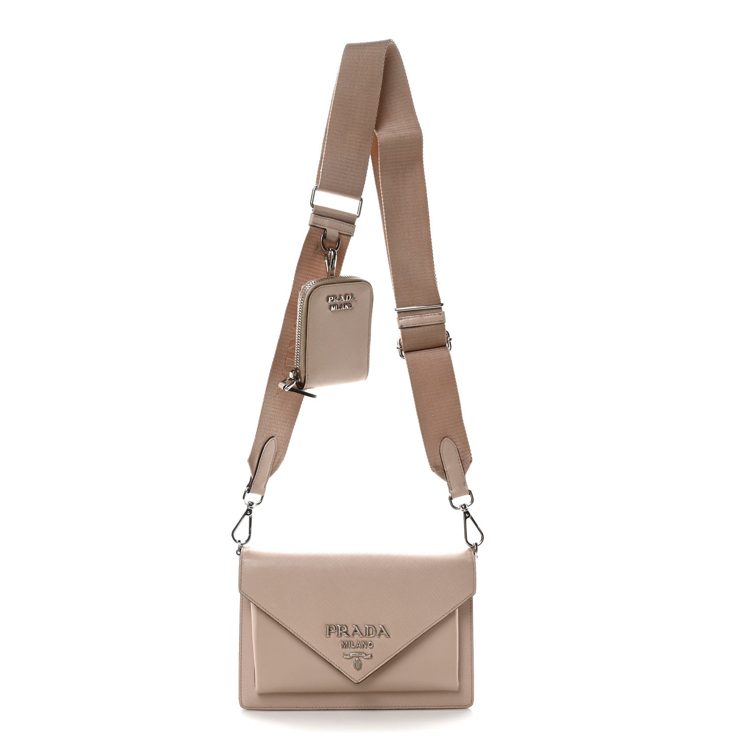 Prada Saffiano City Calfskin Mini Envelope Calfskin Leather Bag - Water Lily