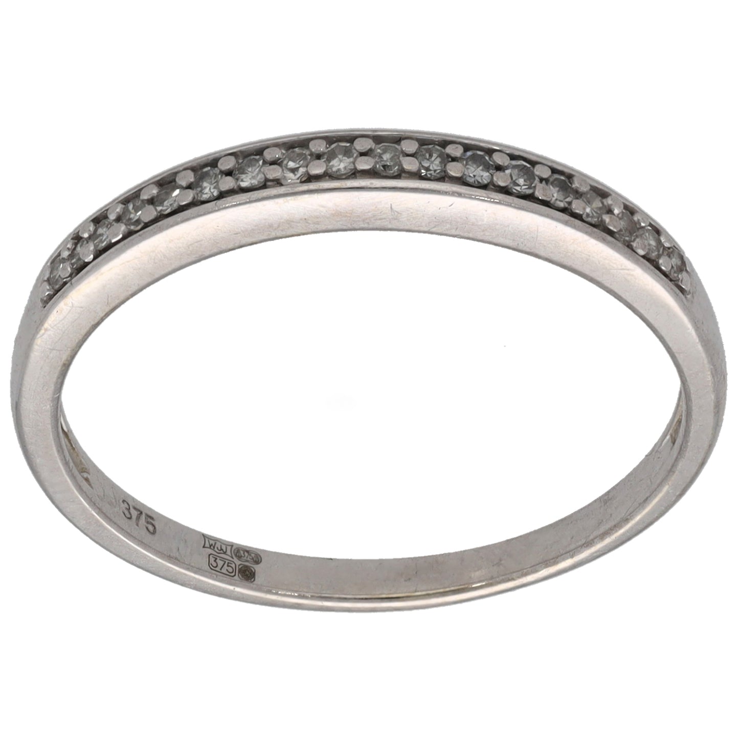 9ct White Gold 0.09ct Diamond Half Eternity Ring Size P