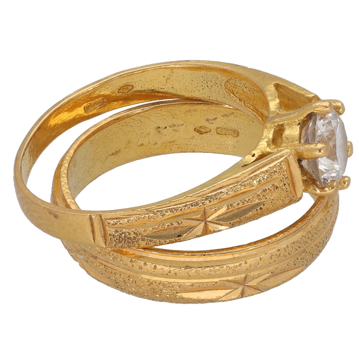 22ct Gold Cubic Zirconia Ring Set Size Q