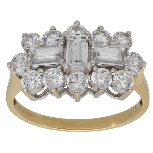 9ct Gold Cubic Zirconia Dress/Cocktail Ring Size Q