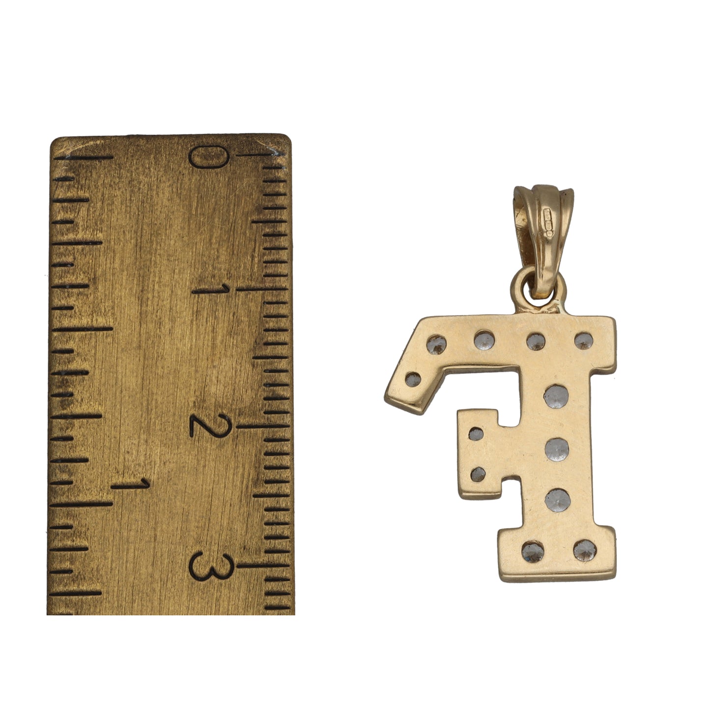 9ct Gold Cubic Zirconia Initial F Pendant