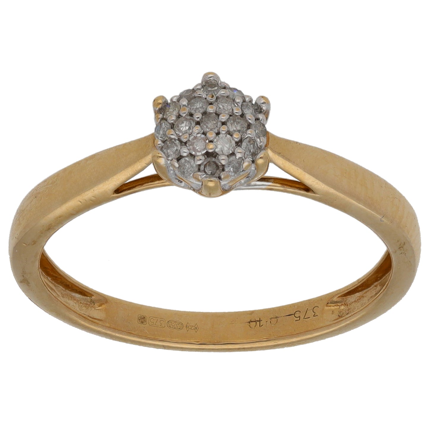 9ct Gold 0.10ct Diamond Cluster Ring Size O
