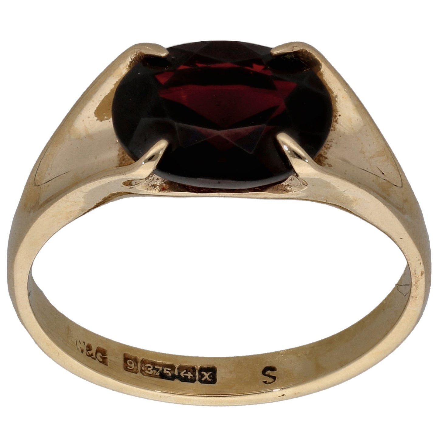 9ct Gold Garnet Single Stone Ring Size O