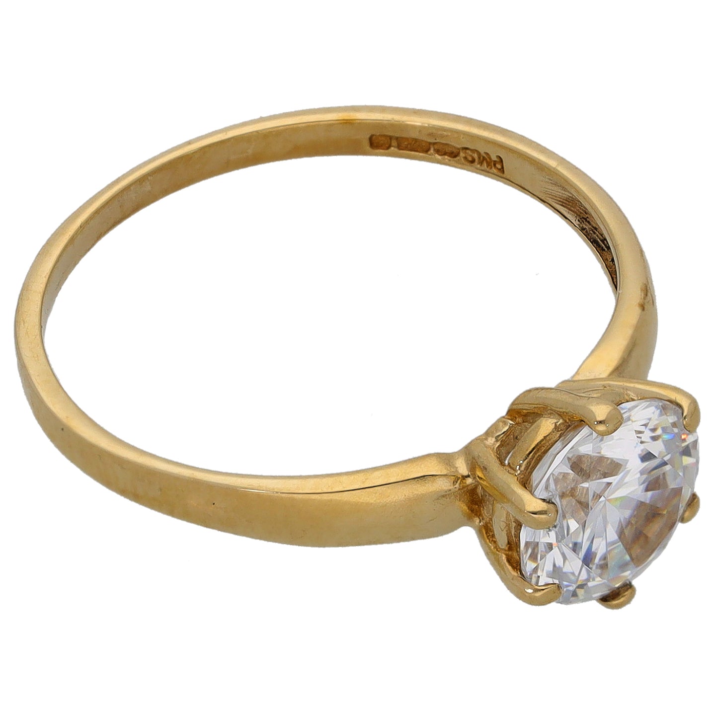 9ct Gold Cubic Zirconia Single Stone Ring Size O