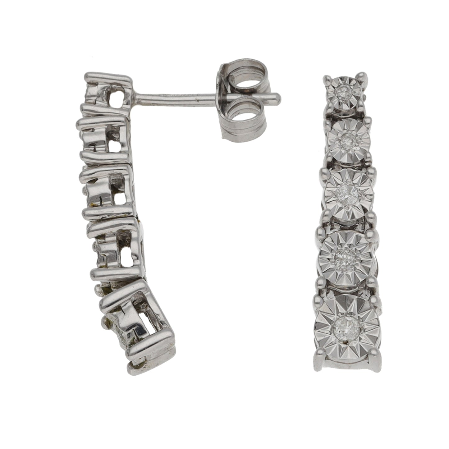 9ct White Gold 0.05ct Diamond Drop Earrings