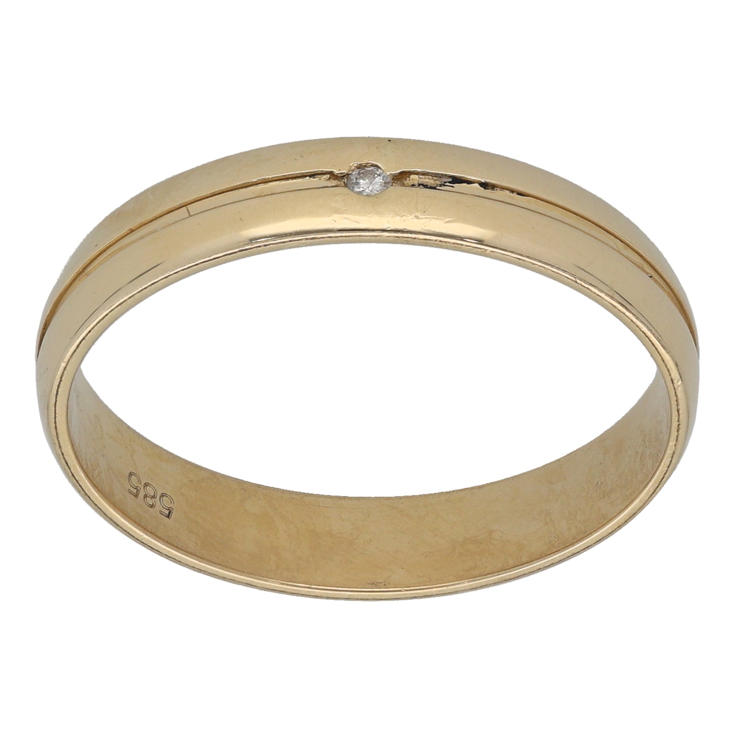 14ct Gold 0.01ct Diamond Patterned Wedding Ring Size T
