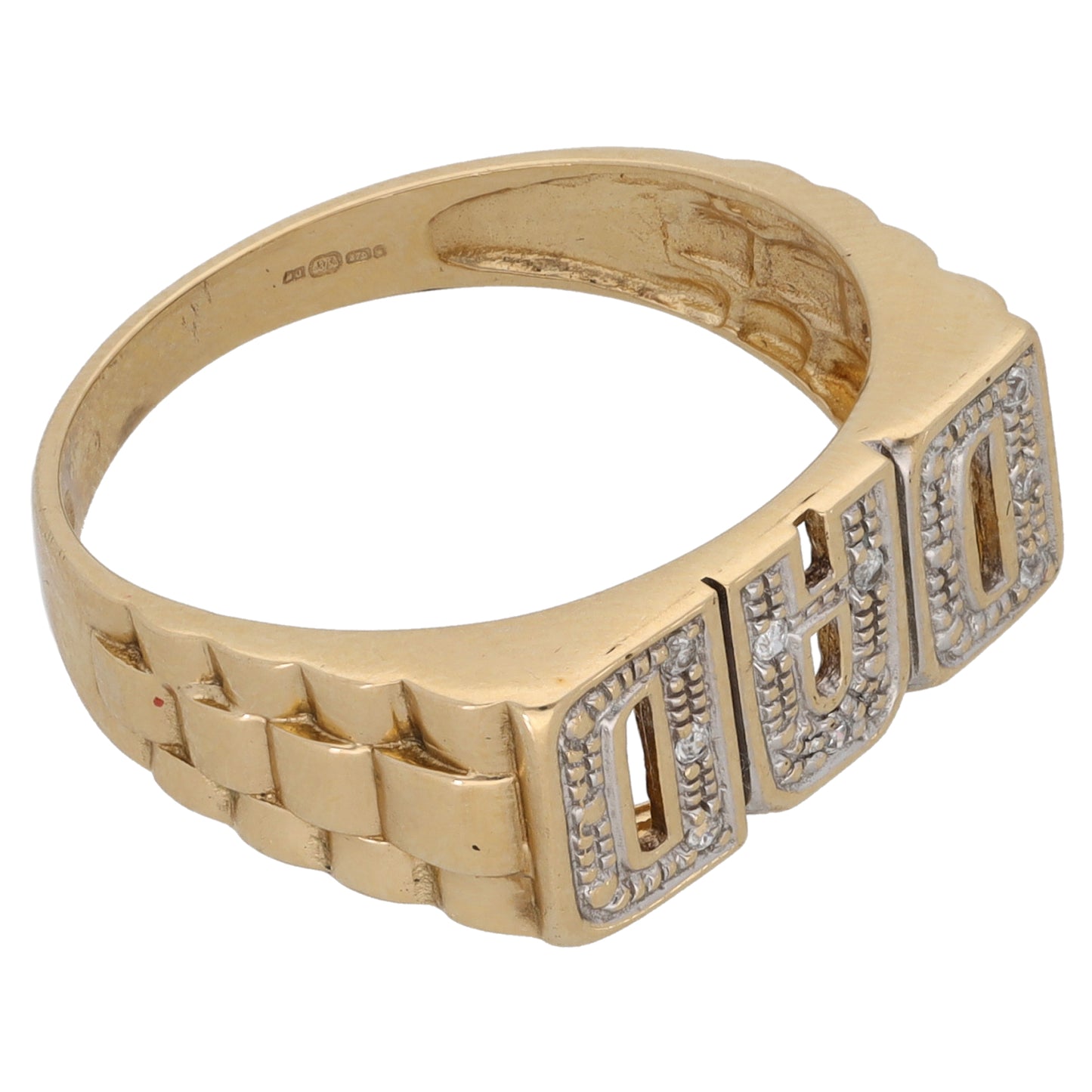 9ct Gold Cubic Zirconia Dad Ring Size S