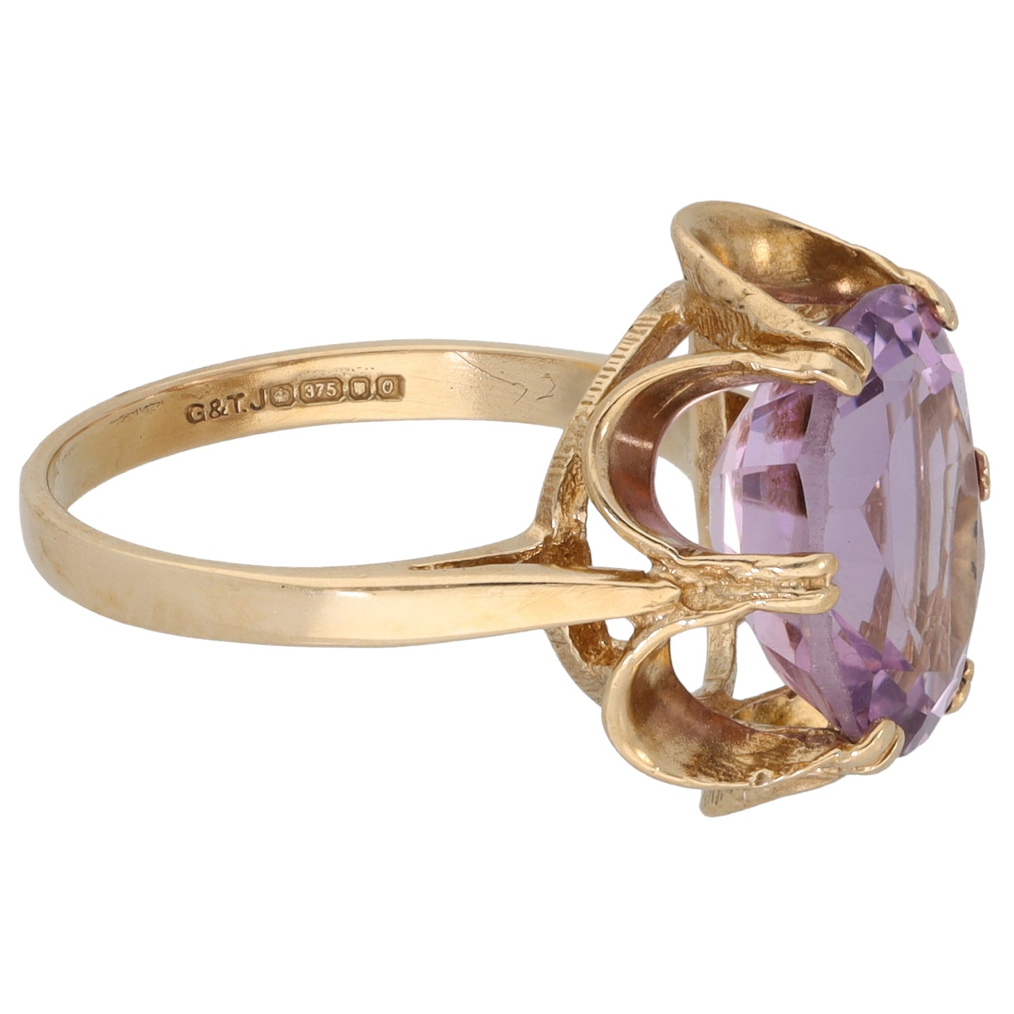 9ct Gold Amethyst Single Stone Ring Size K