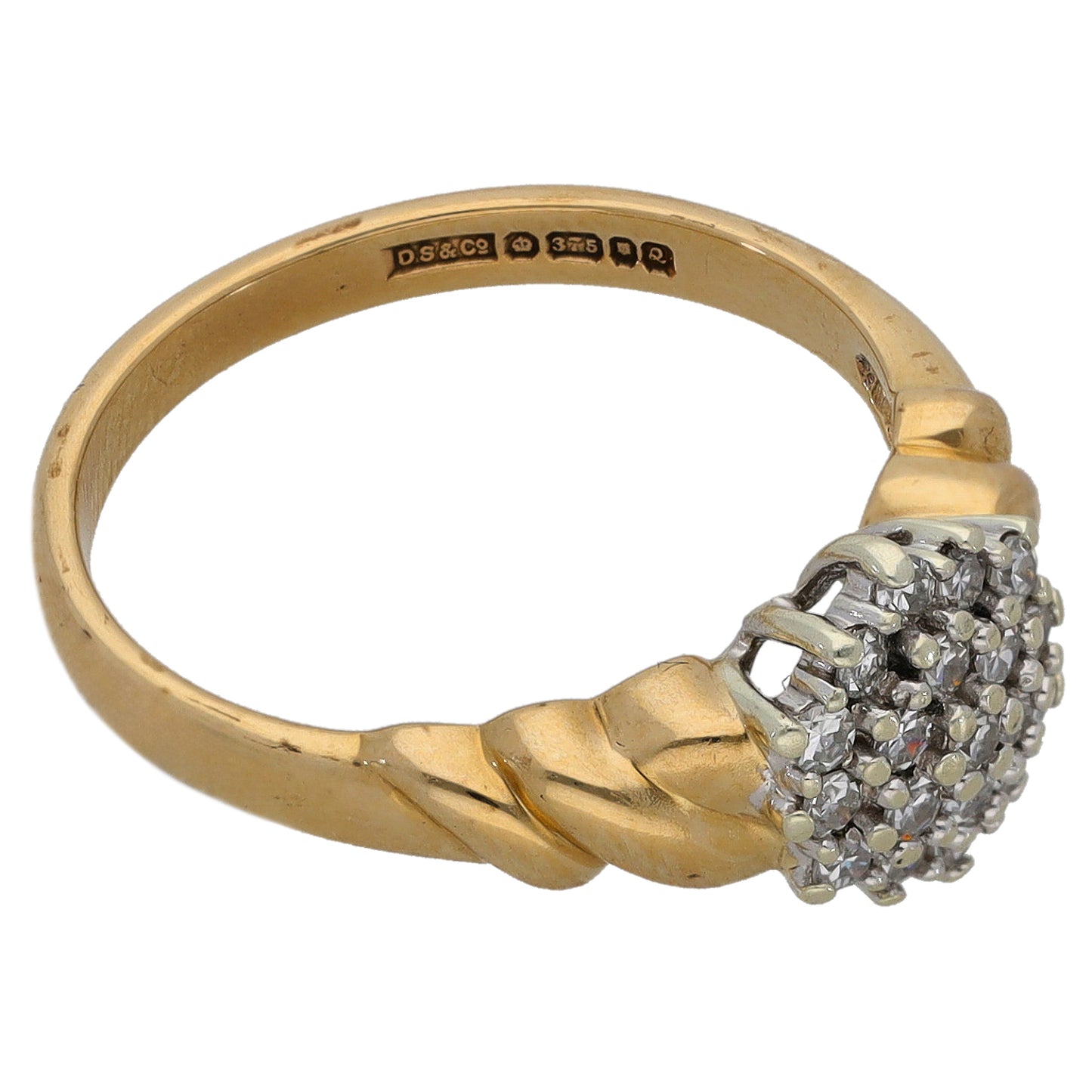 9ct Gold 0.38ct Diamond Cluster Ring Size O