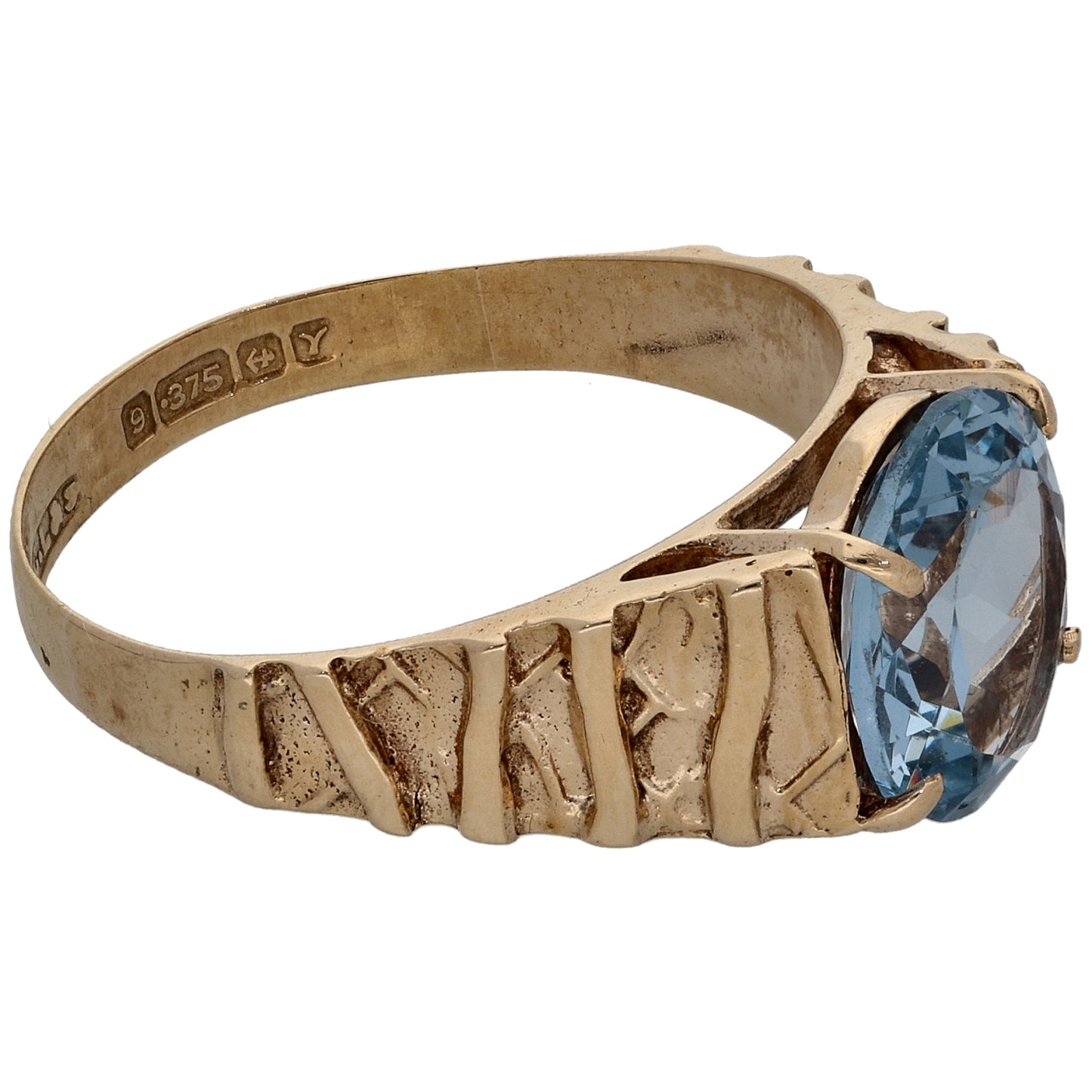 9ct Gold Imitation Single Stone Ring Size P