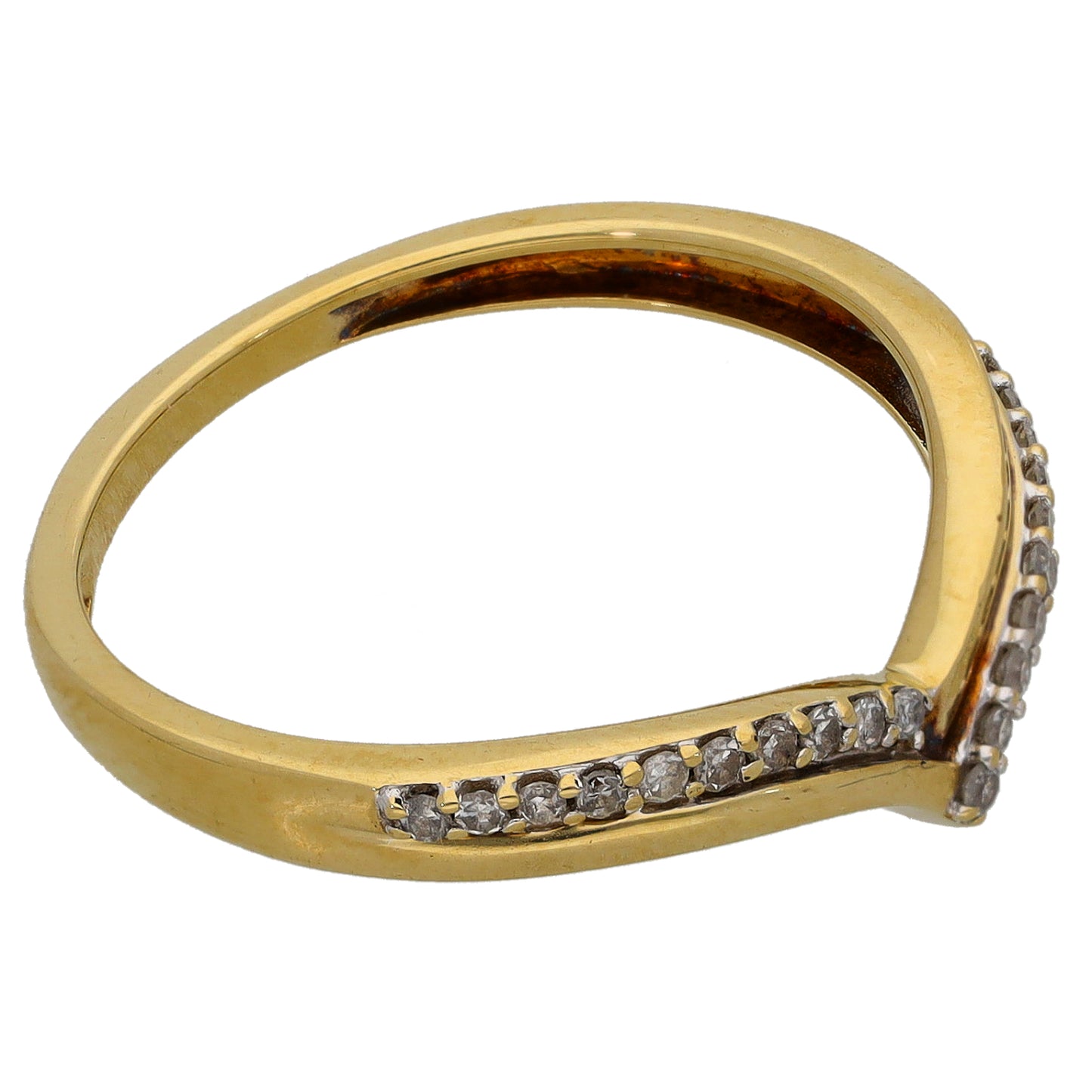 9ct Gold 0.15ct Diamond Wishbone Ring Size Q