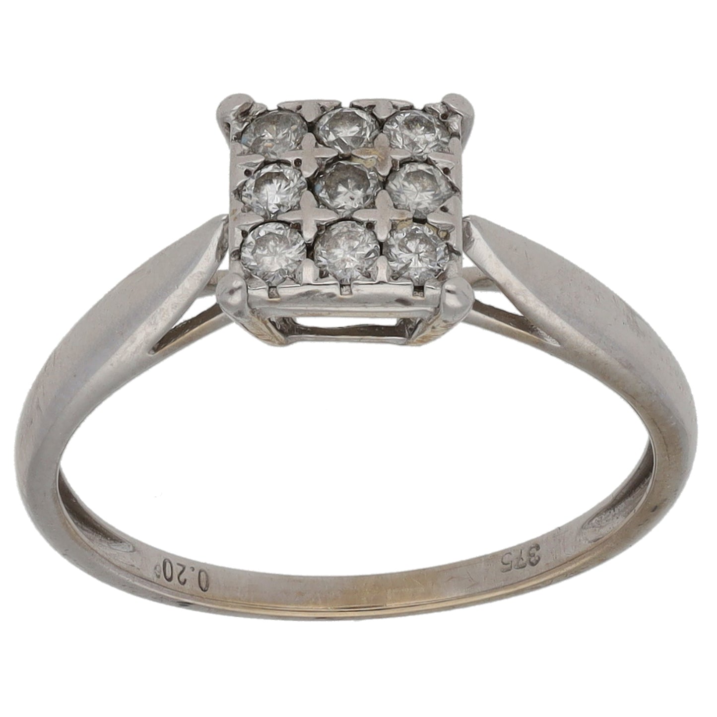 9ct White Gold 0.20ct Diamond Cluster Ring Size K