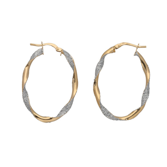 9ct Gold Twisted Glitter Creole Earrings