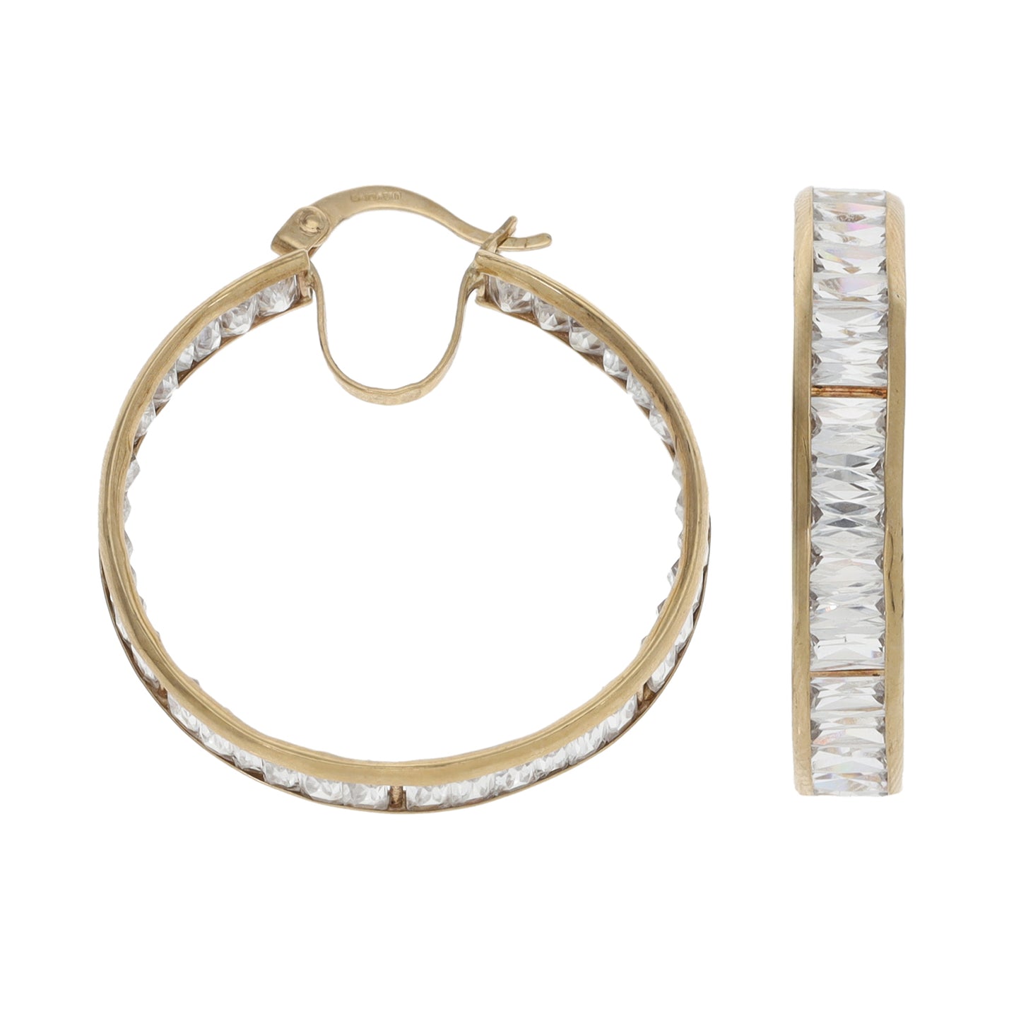 9ct Gold Cubic Zirconia Hoop Earrings