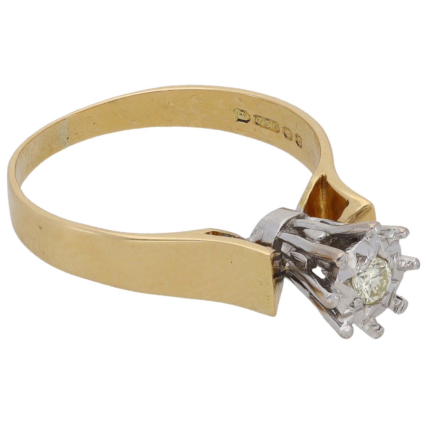 18ct Gold 0.10ct Diamond Solitaire Ring Size N