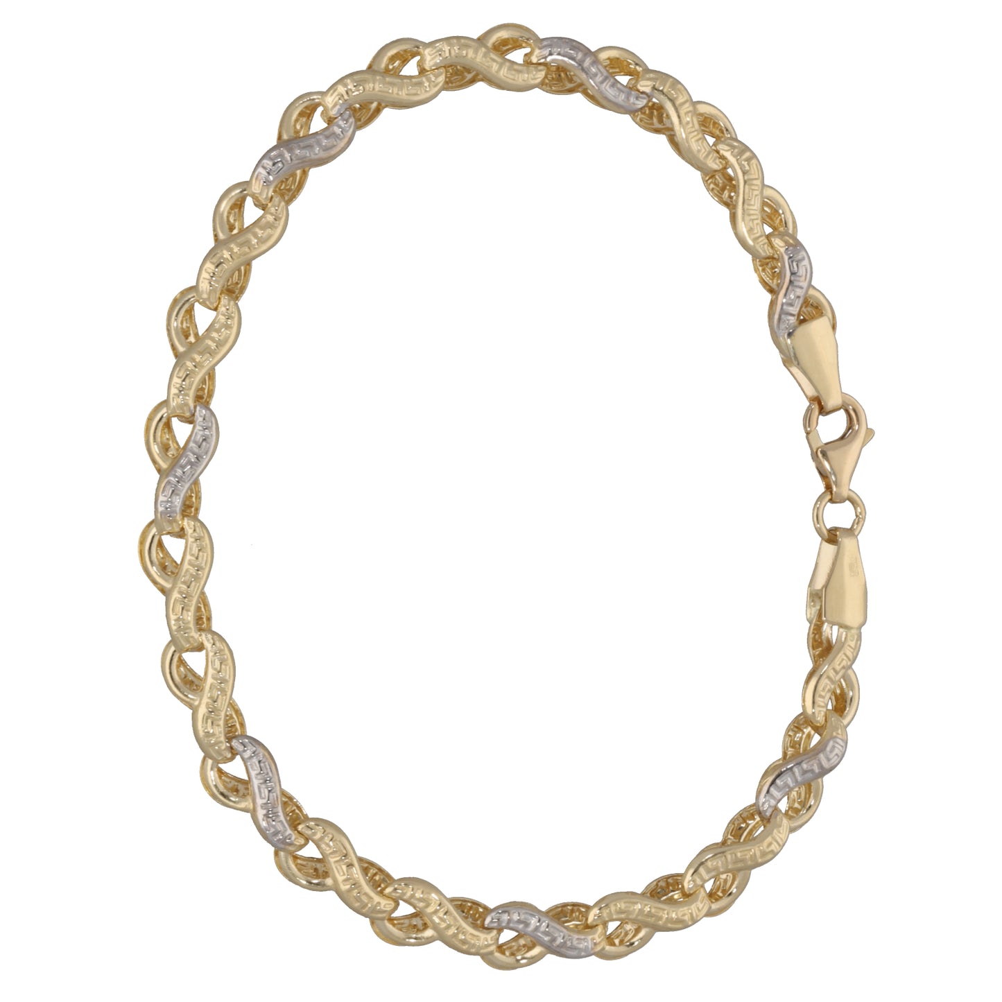 New 14ct Bi-Colour Greek Key Bracelet
