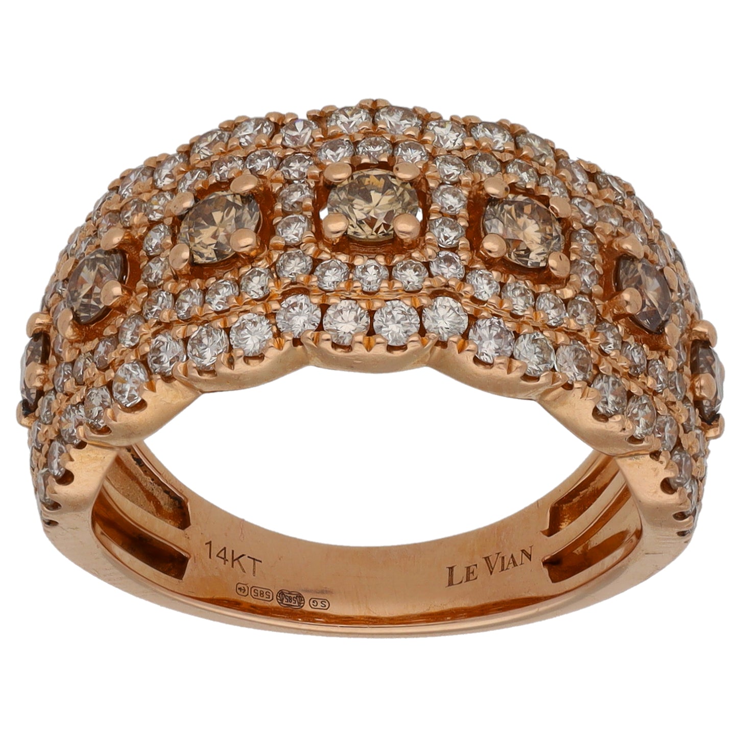 14ct Rose Gold 1.30ct Diamond Dress/Cocktail Ring Size M