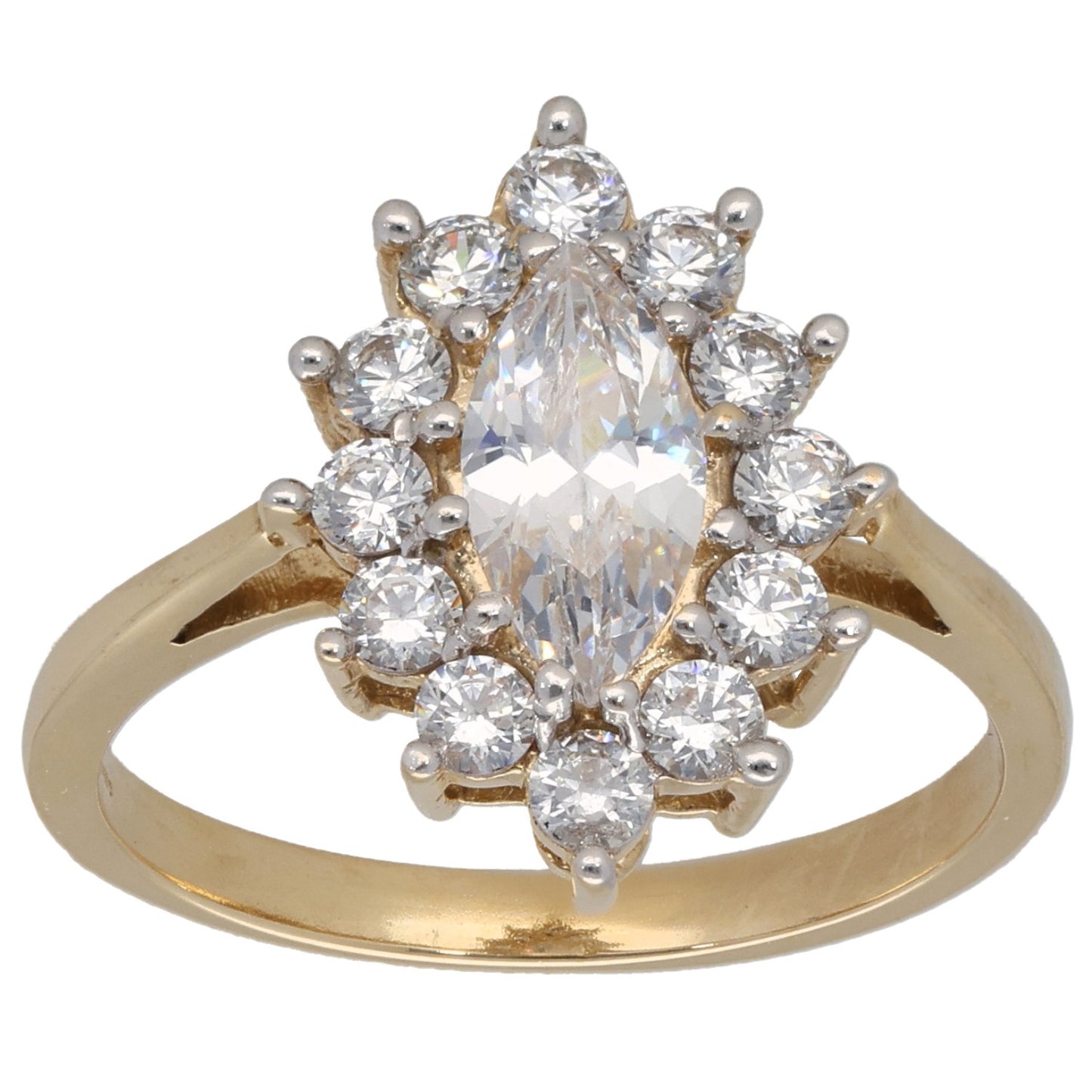 9ct Gold Cubic Zirconia Cluster Ring Size Q