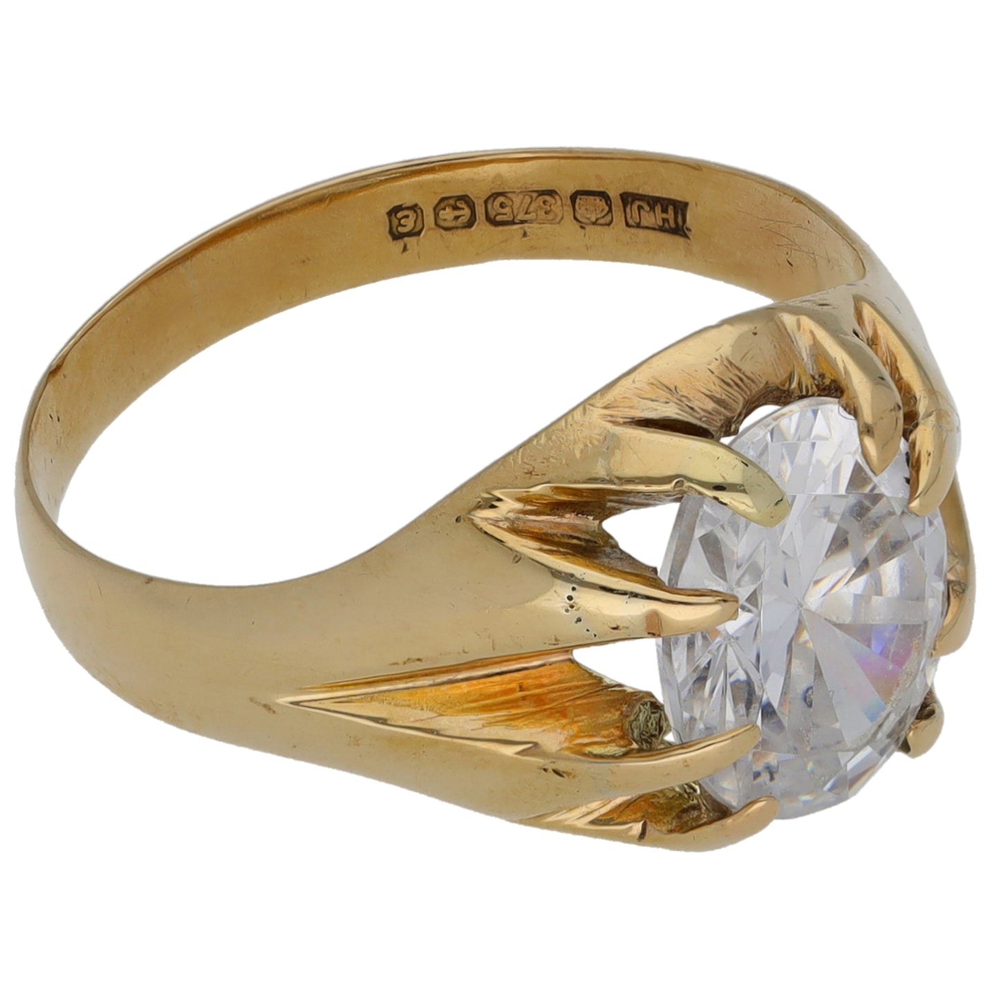 9ct Gold Cubic Zirconia Single Stone Ring Size Q