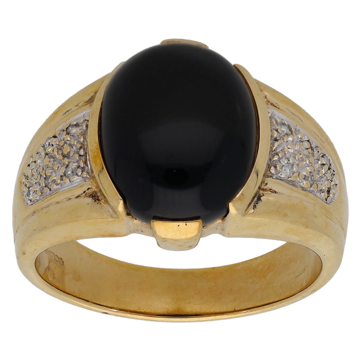 9ct Gold Onyx & 0.06ct Round Diamond Alternative Ring Size T