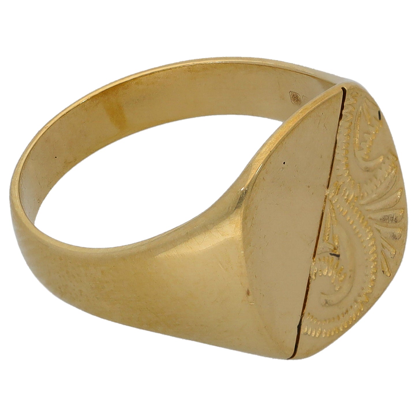 9ct Gold Patterned Signet Ring Size K