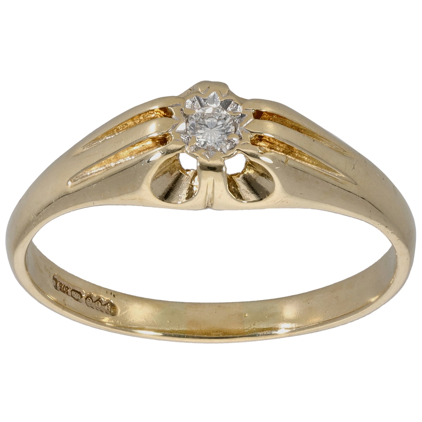 9ct Gold 0.07ct Diamond Solitaire Ring Size R