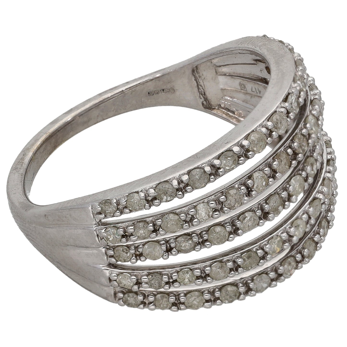 9ct White Gold 0.67ct Diamond Dress/Cocktail Ring Size S