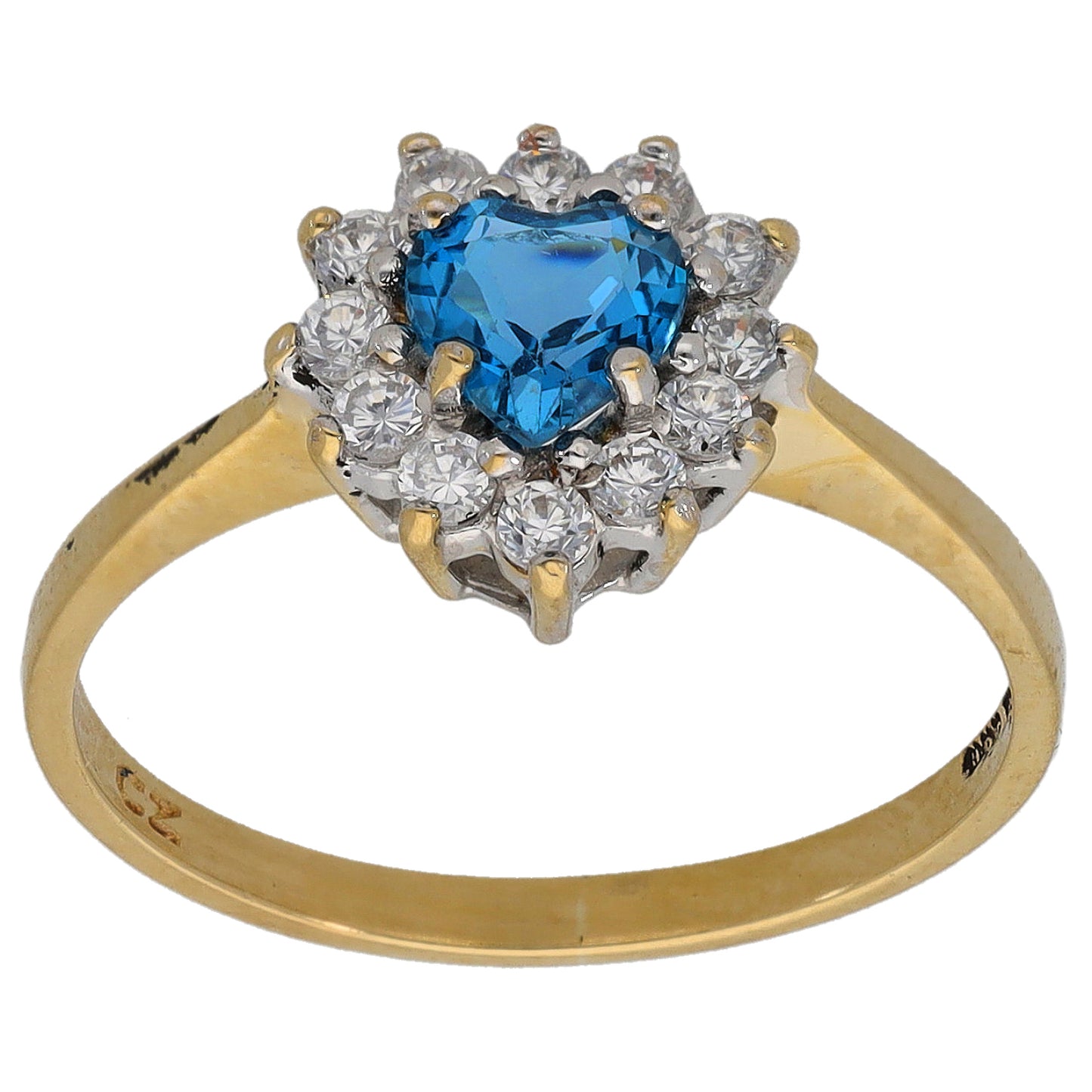 9ct Gold Topaz & Cubic Zirconia Dress/Cocktail Ring Size N