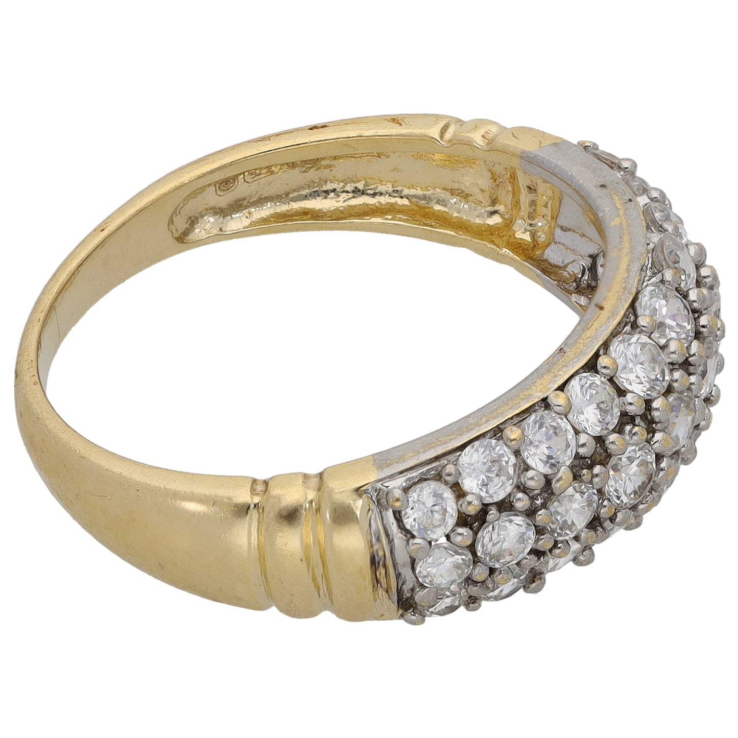 9ct Gold Cubic Zirconia Dress/Cocktail Ring Size O