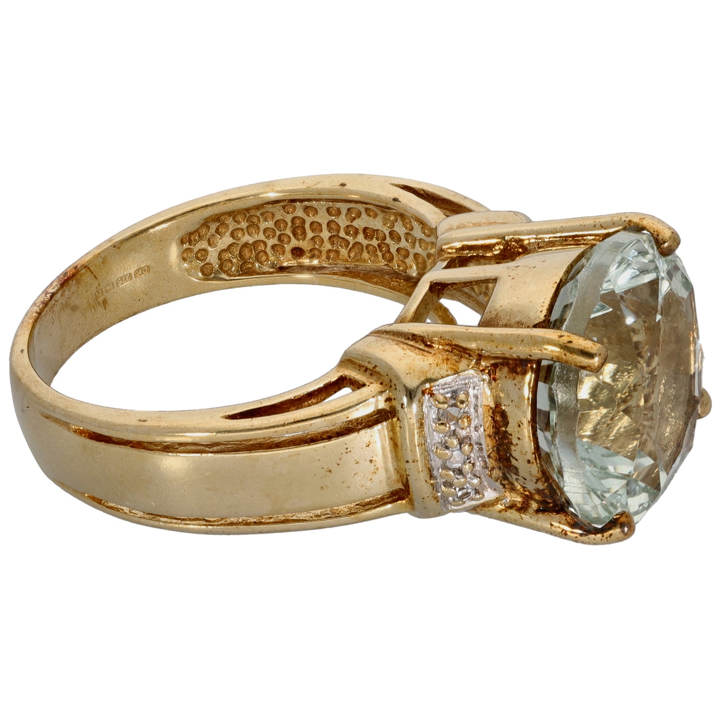 9ct Gold Quartz & Imitation Gems Dress/Cocktail Ring Size N