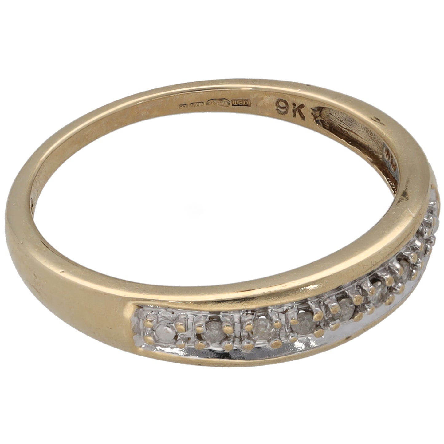 9ct Gold 0.07ct Diamond Half Eternity Ring Size L