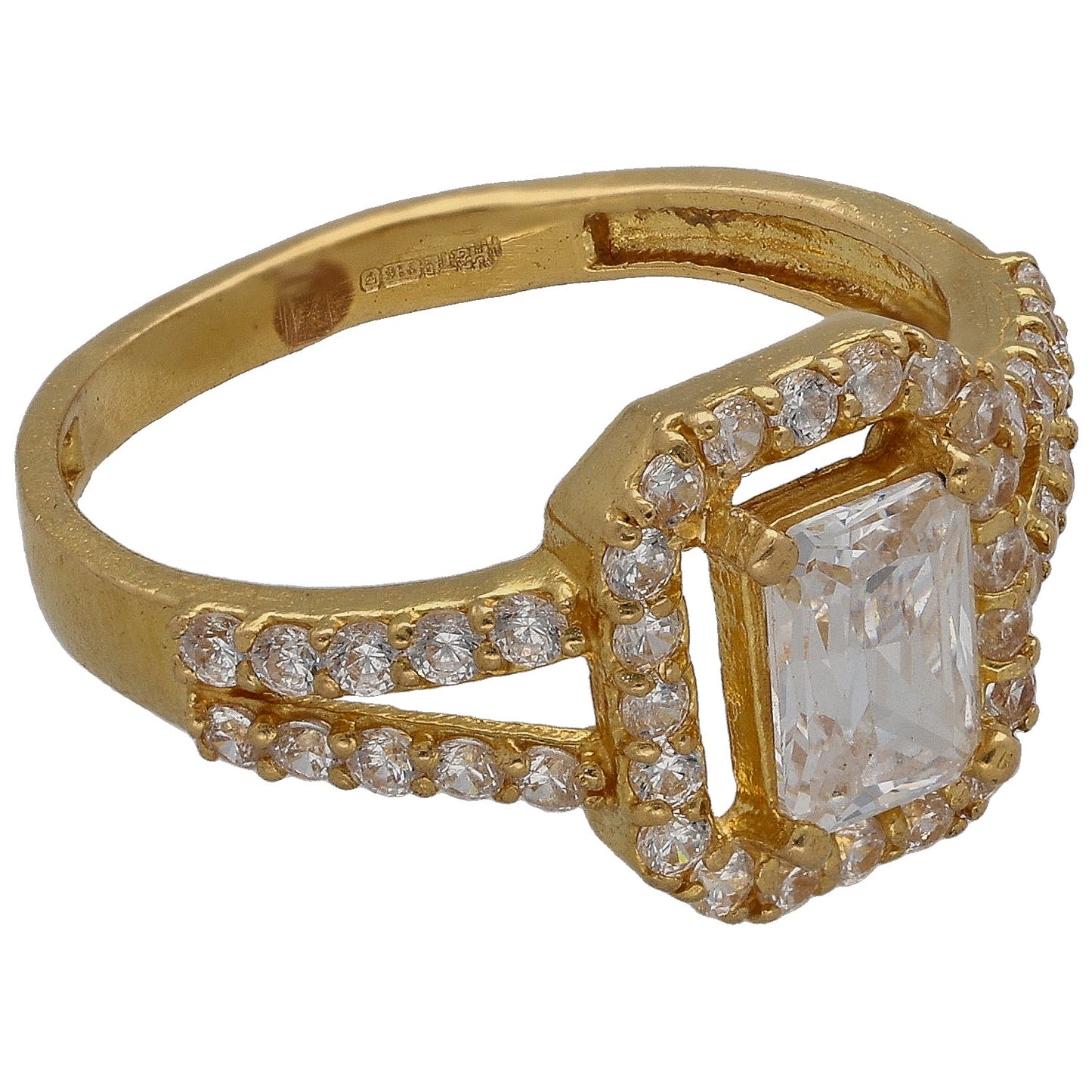 22ct Gold Cubic Zirconia Dress/Cocktail Ring Size Q